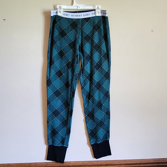 Victorias Secret Fireside Thermal Grenn Check Pajama Pants Size Small - Picture 1 of 7